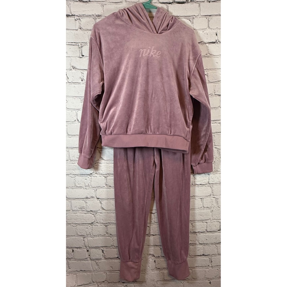 Nike Velour‎ Tracksuit Set Hoodie and Joggers Loungewear Matching Set Girls XL